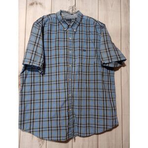 Chaps Shirt‎ Men's XXL Blue Button Front Easy Care Short Sleeve